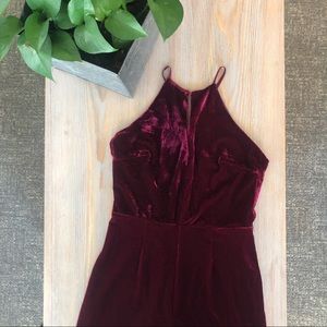 Burgundy Velvet Jumpsuit